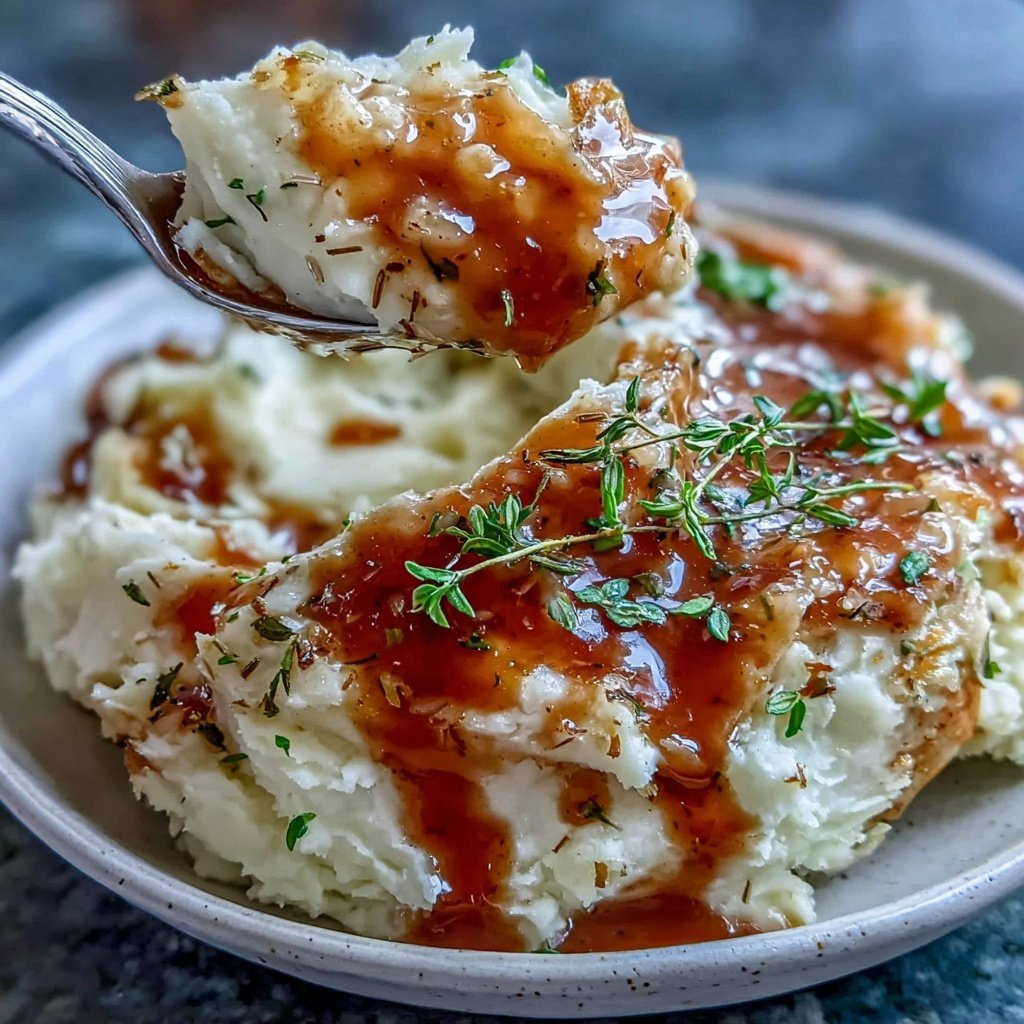 Mashed Potatoes With Creamy Chicken Gravy
