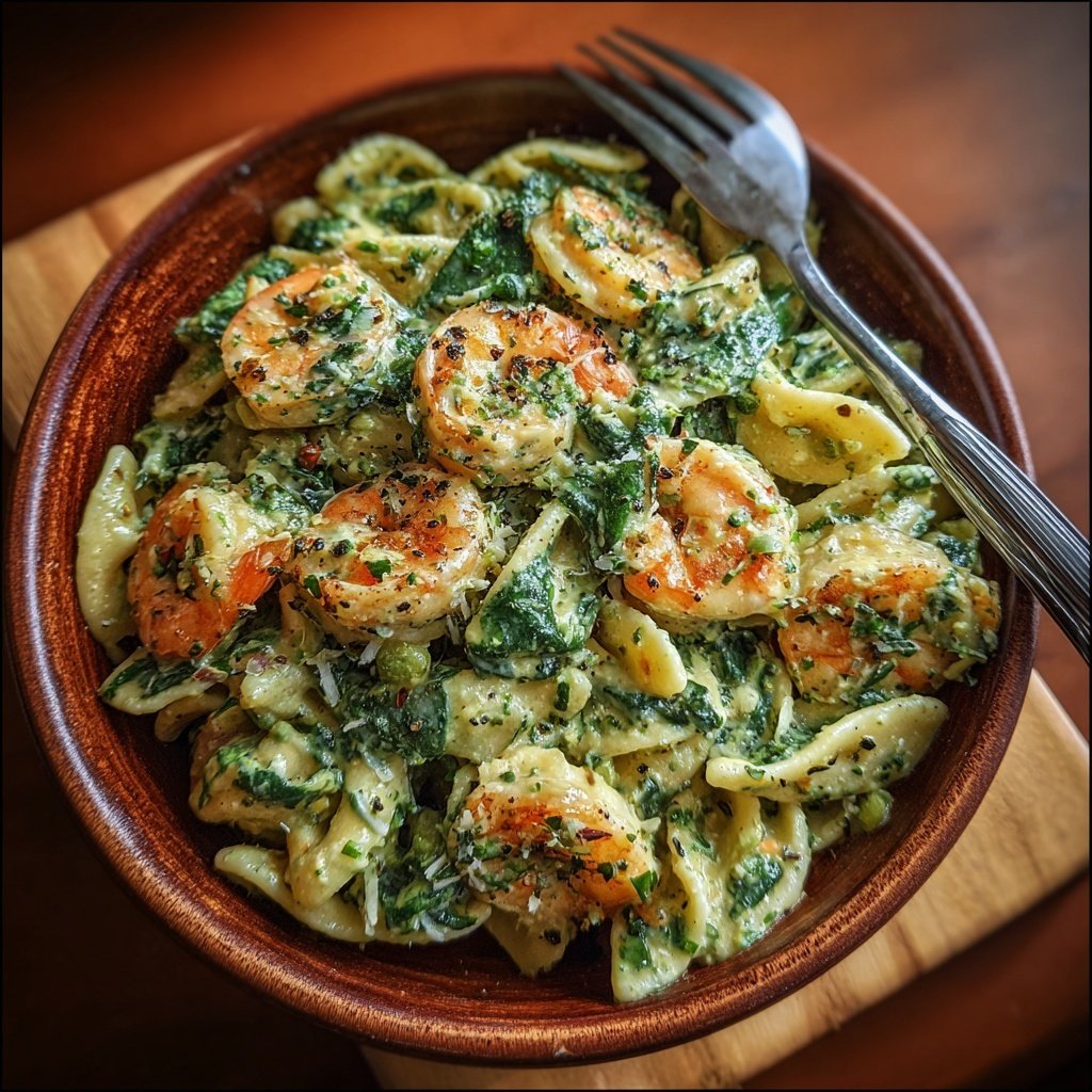 Shrimp And Spinach Cream Pasta