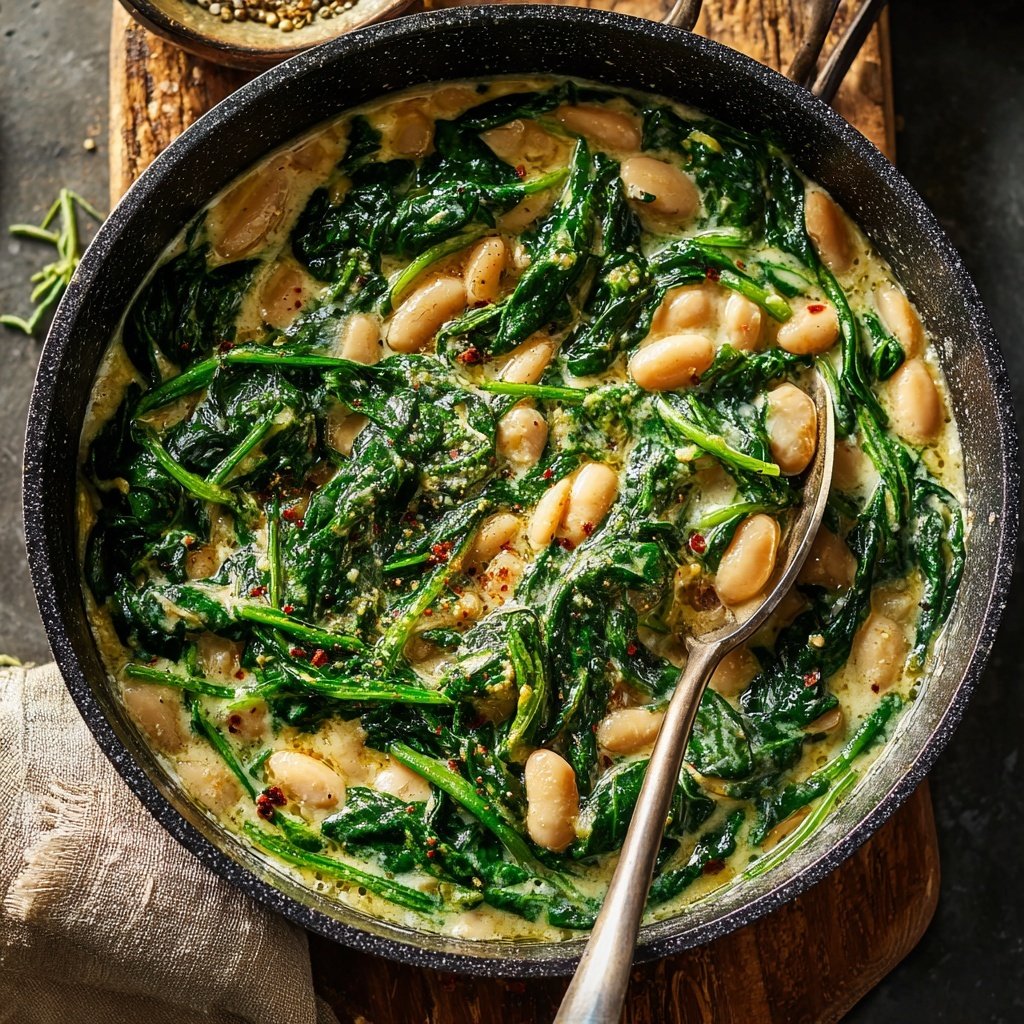 Creamy Spinach White Bean Skillet