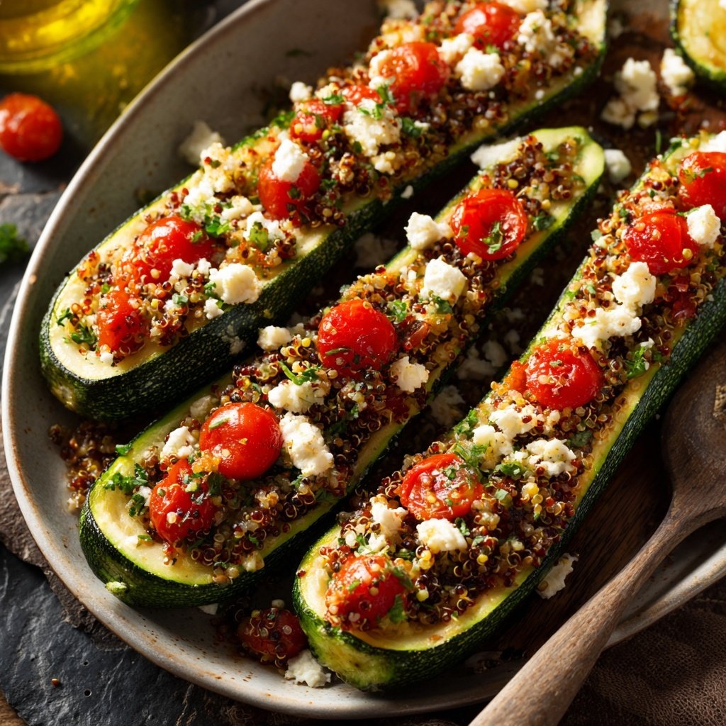 Healthy Mediterranean Stuffed Zucchini