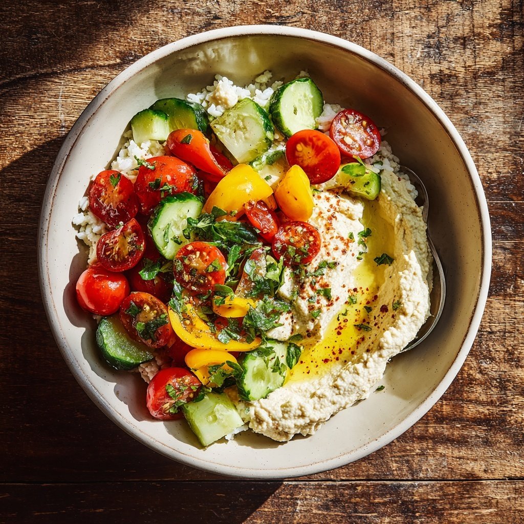Mediterranean Rice Bowl With Hummus