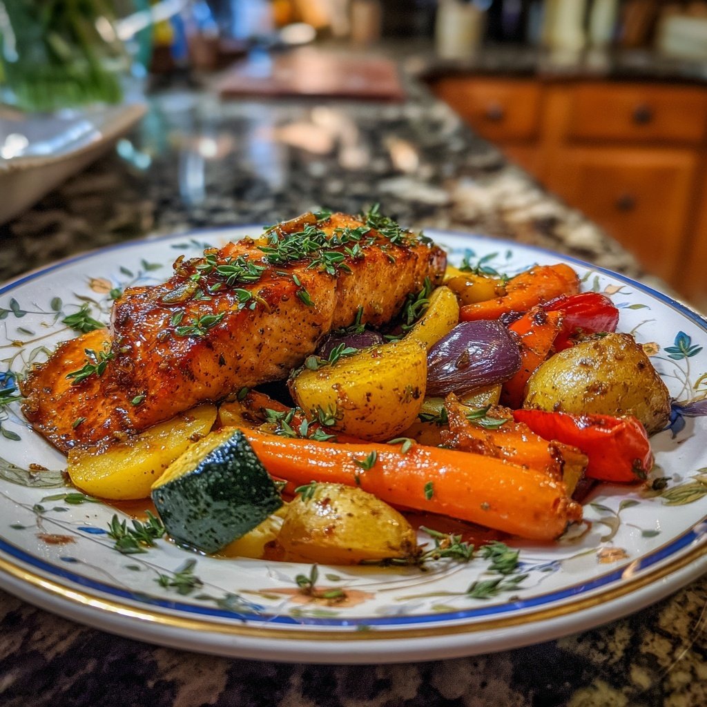 Baked Honey Soy Salmon With Vegetables