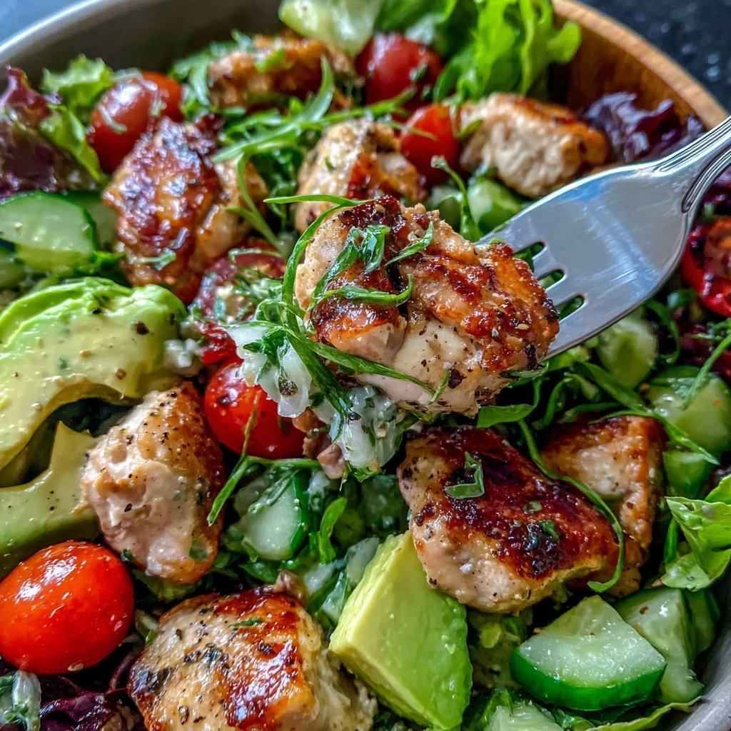 Healthy Chicken And Avocado Salad Bowl