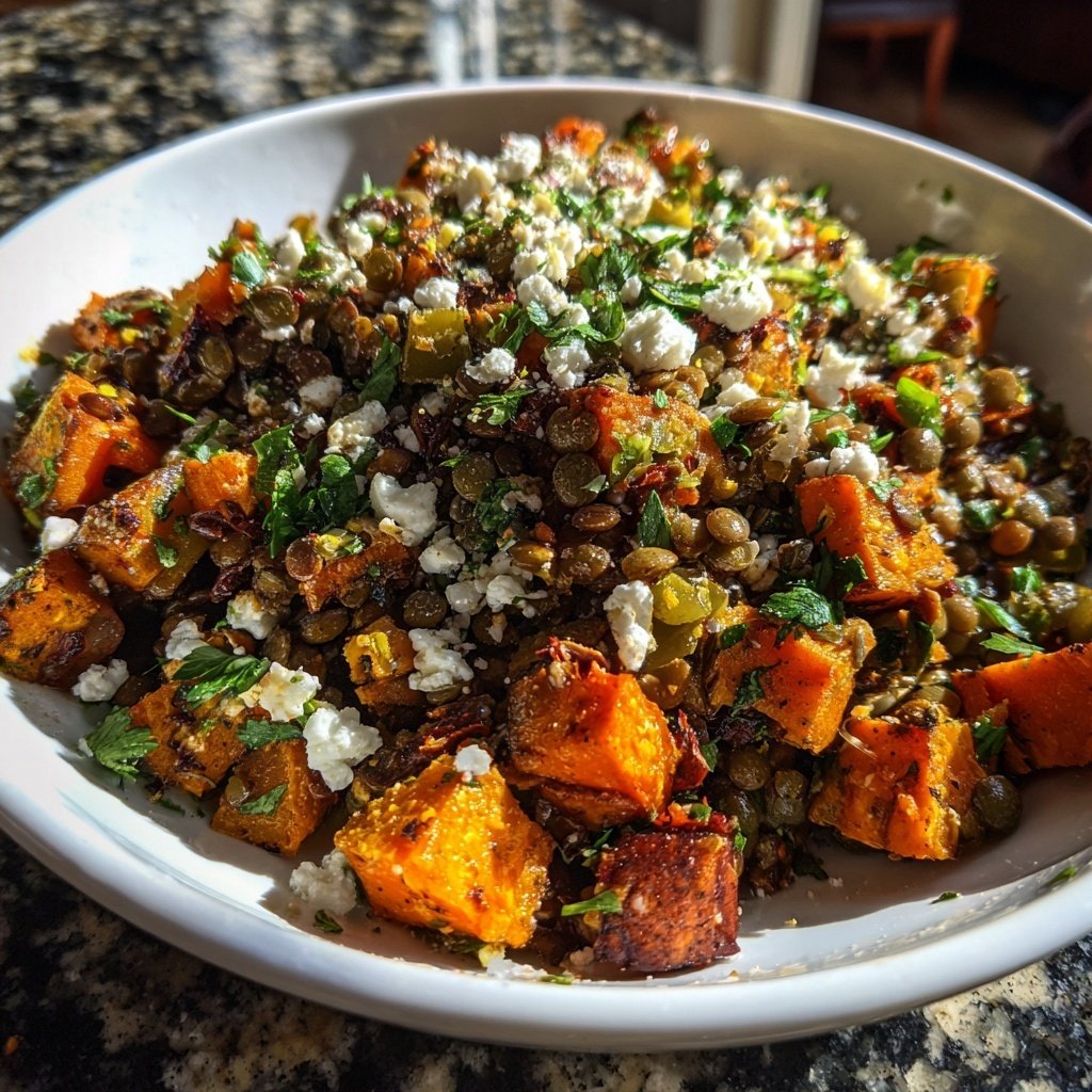 Healthy Lunch Roasted Sweet Potato Lentil Salad