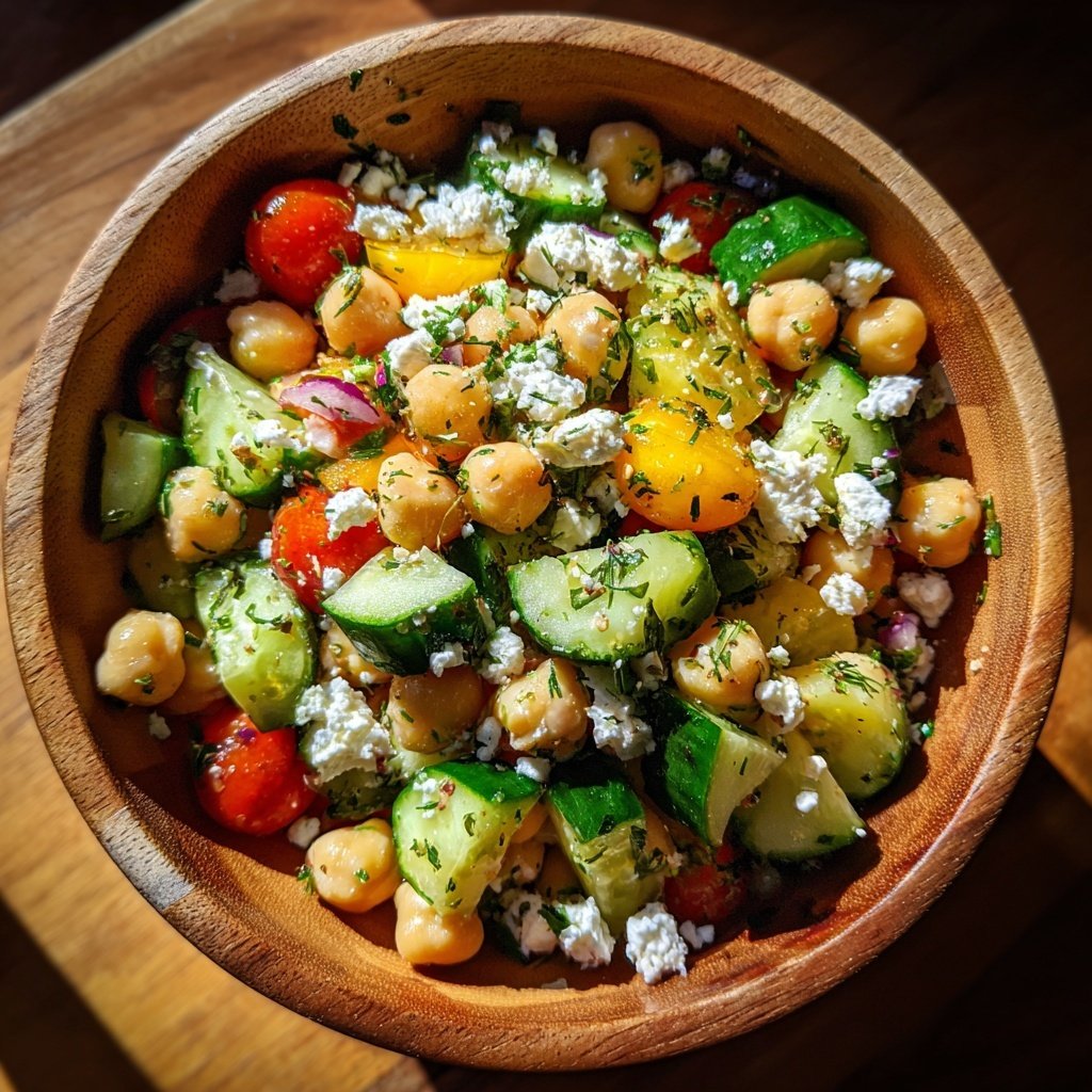 Mediterranean Chickpea Salad With Cucumber