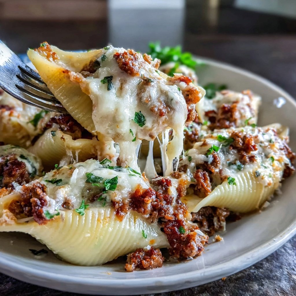 Ground Beef And Cheese Stuffed Shells