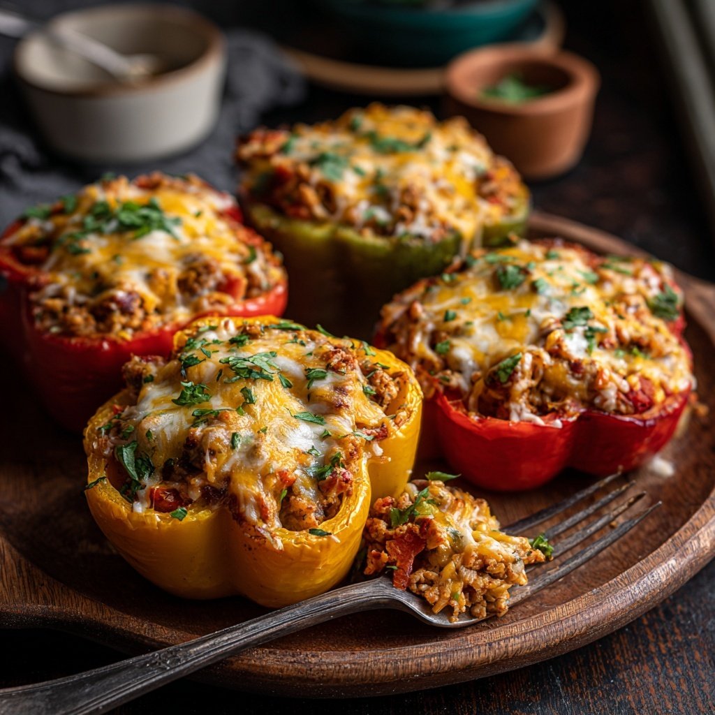 Ground Turkey Taco Stuffed Peppers