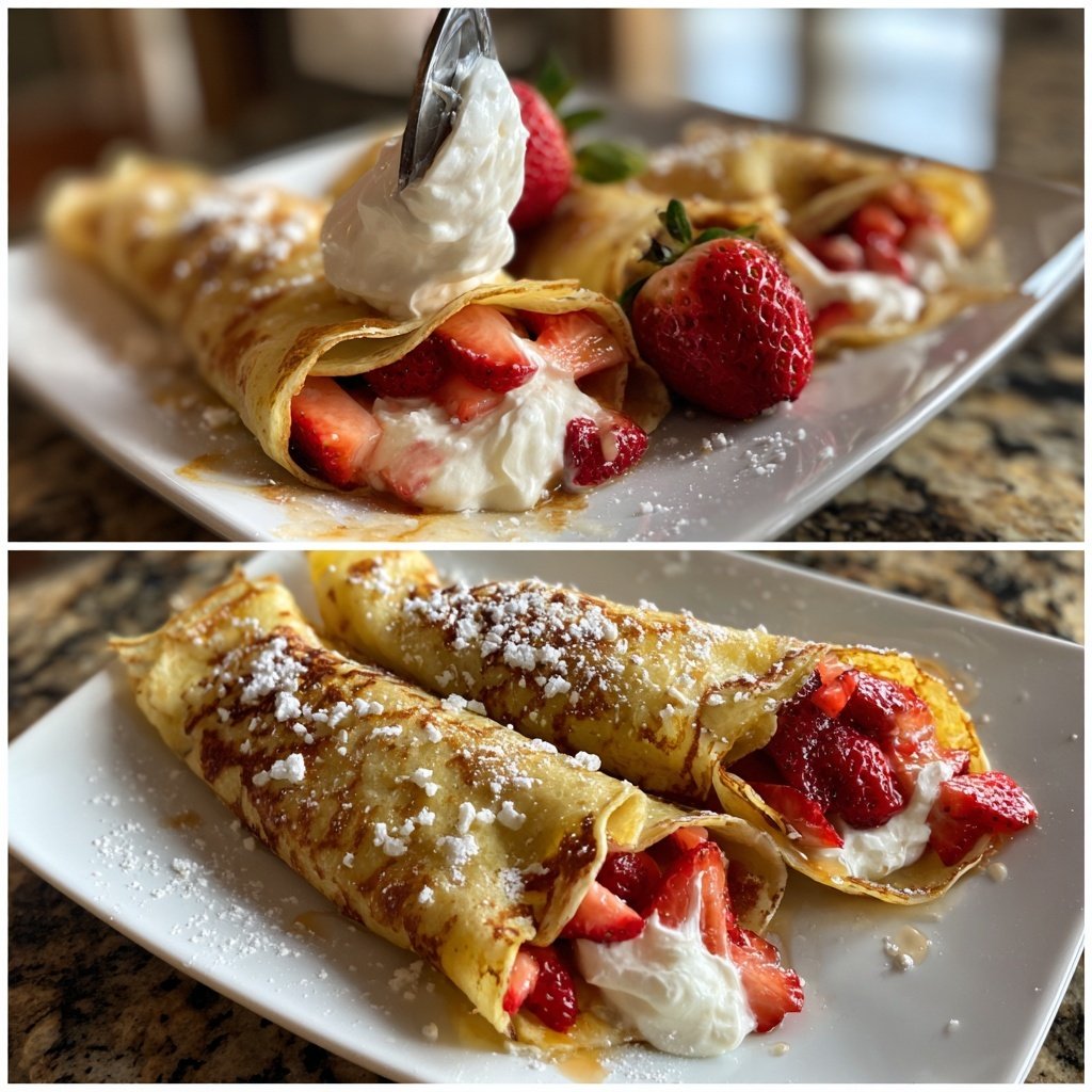 Strawberry Cream Breakfast Crepes
