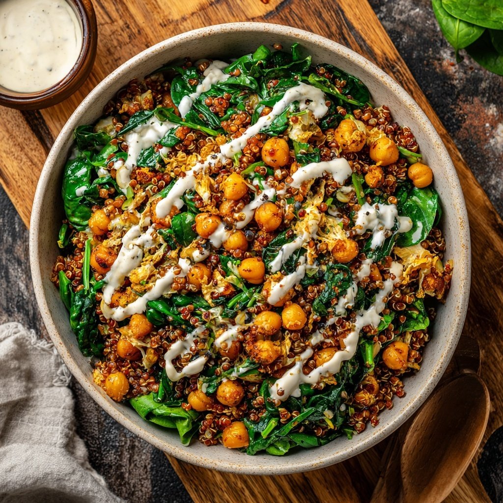 Healthy Lunch Spinach Chickpea Grain Bowl