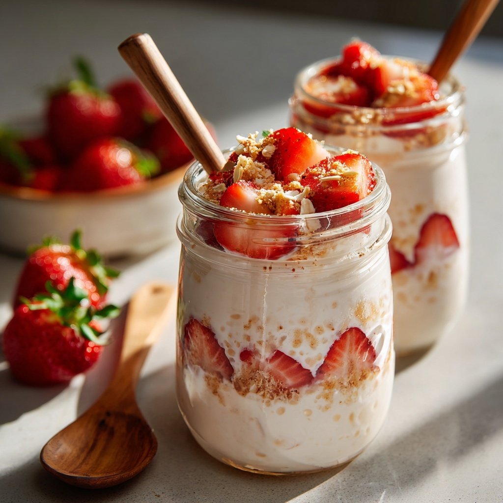 Strawberry Vanilla Yogurt Breakfast Jars